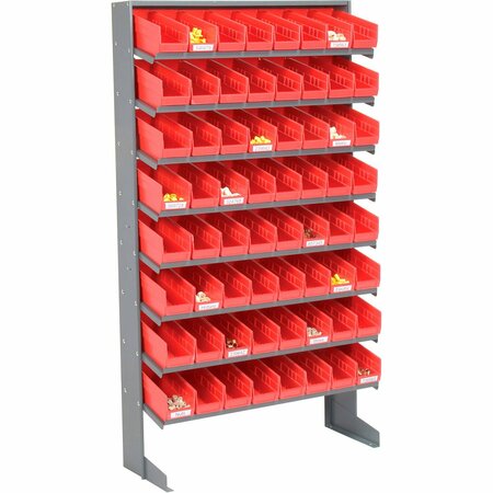 GLOBAL INDUSTRIAL 8 Shelf Floor Pick Rack, 64 Red Plastic Shelf Bins 4 Inch Wide 33x12x61 603426RD
